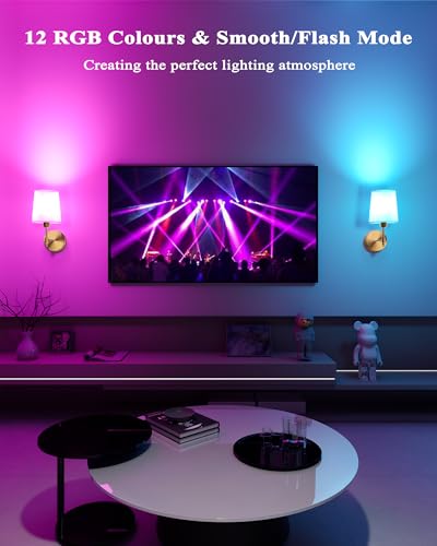 Battery Operated Wall Sconces Set of 2, Wireless Rechargeable Dimmable Wall Light with 5600mAh RGB Bulb and Remote for Bedroom, Living Room, Hallway, Gold, 13.5in - color: Gold, size: 13.5 Inch Set of 2