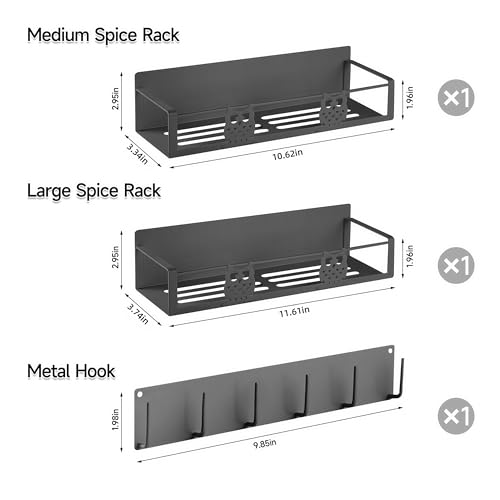 Spice Rack Magnetic for Fridge,Magnetic Fridge Shelf,Spice Shelf,Condiment Organizer,Refrigerator Organizers and Storage with Magnetic Hooks,Owl Kitchen Decor(Gray) - color: Gray