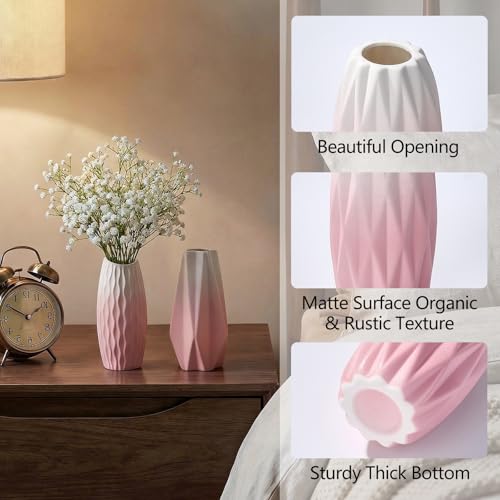 BEAHOT Ceramic Bud Vases Set of 12 – Gradient Pink and White Small Vases for Centerpieces – Elegant Mini White Bud Jars for Weddings, Home Decor, and Table Display – Perfect for Flowers and Gifts - size: 12pack Unglazed Pink