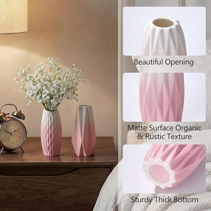 BEAHOT Ceramic Bud Vases Set of 12 – Gradient Pink and White Small Vases for Centerpieces – Elegant Mini White Bud Jars for Weddings, Home Decor, and Table Display – Perfect for Flowers and Gifts - size: 12pack Unglazed Pink