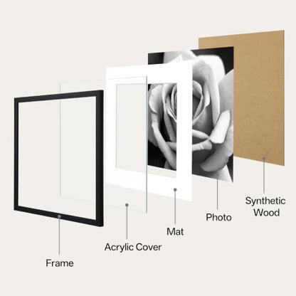 eletecpro 14x14 Picture Frame Set of 6, Display 10x10 with Mat | Lightweight & Sturdy, Easy to Create Gallery Wall, Acrylic Cover, No Acid Mat, Pre-installed Hardware, Ready to Hang - size: 14x14 for 10x10