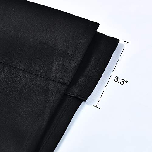 99% Blackout Thermal Insulated Adjustable Tie Up Shade Curtain with Rod Pocket Top - 34 Wide by 45 Inch Long (Black,1 Panel) - color: Black, size: 34"W x 45"H
