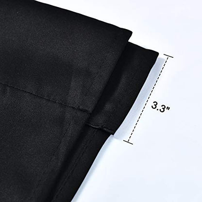 99% Blackout Thermal Insulated Adjustable Tie Up Shade Curtain with Rod Pocket Top - 34 Wide by 45 Inch Long (Black,1 Panel) - color: Black, size: 34"W x 45"H