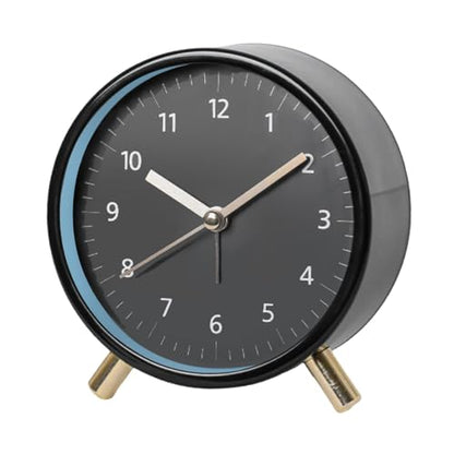 Yosoo Night Light Table Clock Modern Silent Bedside Desk Clock for Bedroom Alarm, Minimalist Design, Anti Impact, Scratch Proof, Easy to, Long Lifespan, (Black Round (with Alarm +Night Light))