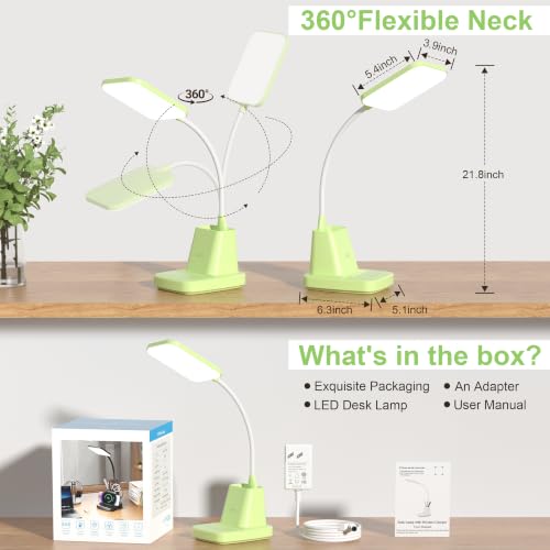 LED Desk Lamp with 10W Wireless Charging & Pen Holder, Light Green | CRI 95, 800LM, Stepless Dimming, 3 Modes, 360°Flexible Arm, Touch, Study Table Lamp for Home Office, Dorm Room, with Adapter - color: Green