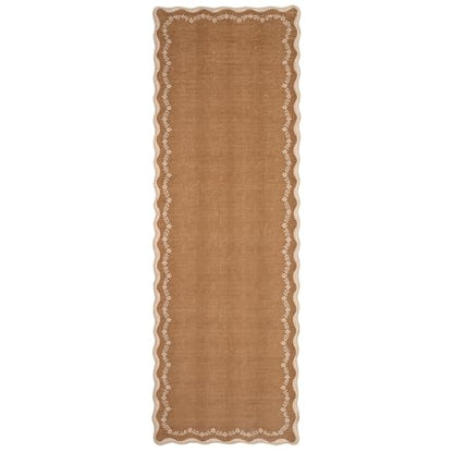 GarveeHome 2x6 Scalloped Washable Runner Rug Non Slip Hallway Kitchen Rug | Soft Brown Runner Entryway Rug Farmhouse Thin Laundry Mat Stain Resistant Carpet for Bedroom Bathroom Beside Rug - color: Brown, size: 2' x 6' (Rectangular)