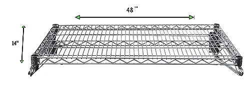 Heavy Duty Chrome Wire Wall Shelf – NSF Certified Commercial Storage Rack, Adjustable Brackets, Steel Wire Shelf for Kitchen, Garage, Pantry, Restaurant (14" x 48") - size: 14" x 48"
