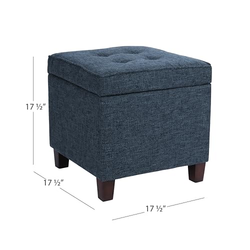 HomePop 18" Square Tufted Storage Ottoman - Dusty Navy - color: Dusty Navy