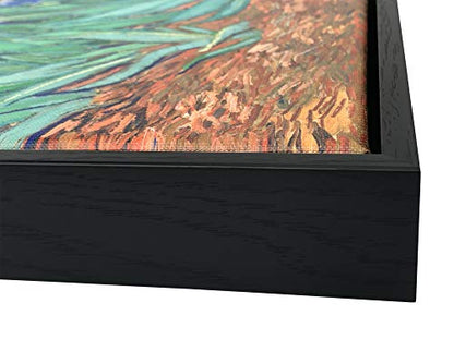 Wieco Art Framed Wall Art Canvas Prints Irises By Van Gogh Famous Flowers Oil Paintings Reproduction Modern Giclee Canvas Prints Artwork Pictures on Canvas Wall Art for Wall Decor Black Frame - size: 16"L x 12"W