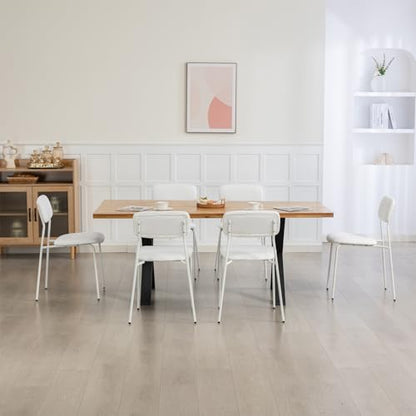 Sidanli Stackable Armless Chairs Set of 4, Small Upholstered White Chairs | Easy to Stack , Breathable Fabric Cushion, Armless Design, Support 300LBS, Use for Waiting Office Break Room Lobby - color: White