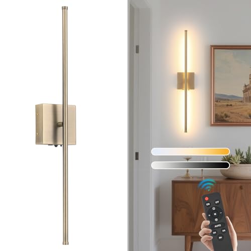 Battery Operated Wall Sconces with Remote Control, 11000mAh Wireless Rechargeable Brushed Bronze Wall Lights, 350°Rotate 3 Color Temperatures Dimmable Wall Lamp, for Bedroom, Living Room, Hallway - color: Brushed Bronze, size: 1 Pack