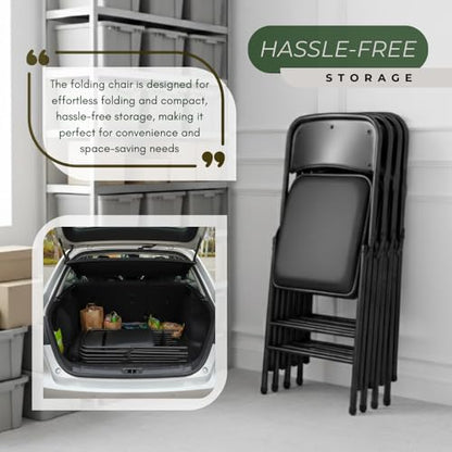 Pack of 2 (Fabric/Vinyl) Steel Frame Metal Foam Padded Folding Chairs (Black, Gray, White) (2-Pack - Vinyl Black) - color: 2-pack - Vinyl Black