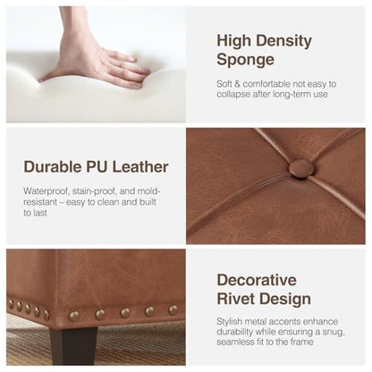 FiveWillowise 31.5 Inch Large Square Ottoman with Storage,Faux Leather | Coffee Table Storage Ottoman Bench with Lift Top Upholstered Footrest Stool Toy Box for Bedroom Living Room,Brown - color: Brown