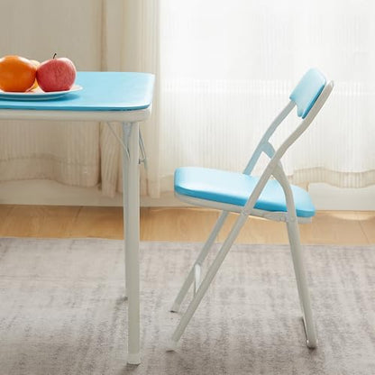 VECELO 24'' Kids Folding Activity Card Table, with Ultra Soft Padded Tabletop, 1 Piece, Blue & White - color: Blue and White