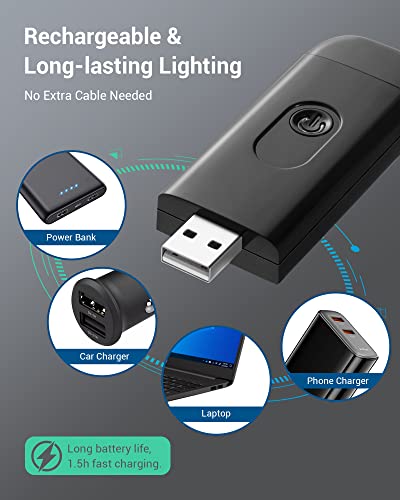 DEWENWILS USB Rechargeable Book Light for Reading in Bed, Warm White, Brightness Adjustable, LED Clip on Book Reading Lights, Perfect for Bookworms, Kids, Black | 2-Level Brightness, Flexible Lighting Angle, Compact & Lightweight, Ideal for Bookworms, Kid