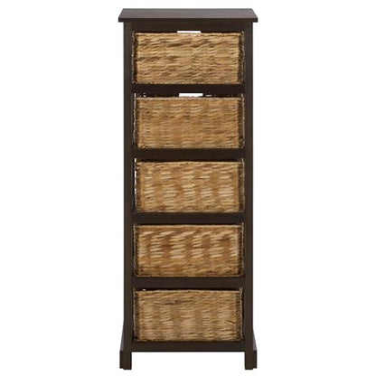 SAFAVIEH Furniture - Vedette 5-Basket Storage Tower - Dark Chocolate - Solid Wood - Coastal Basket Tower Design - Ideal for Entryway, Living Room, 17.5"W x 13.5"D x 46"H - Fully Assembled (AMH5739F) - color: Dark Chocolate