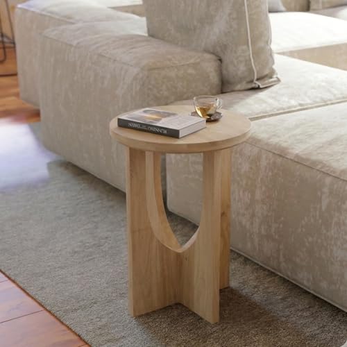 Relso Stupa Solid Wood End Table - 22" Tall Round Side Table, Natural Finish, Handcrafted, Effortless Assembly, Modern Look, Compact for Living Room or Bedroom, Space-Conscious Decor for Small Areas - color: Natural