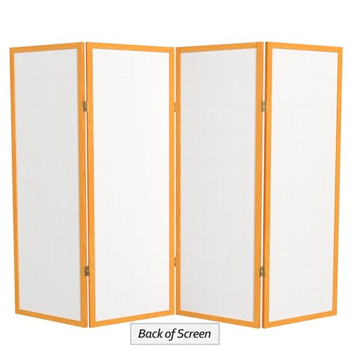 4 ft. Short Window Pane Shoji Screen - Honey - 4 Panels - color: Honey, size: 4 Panels