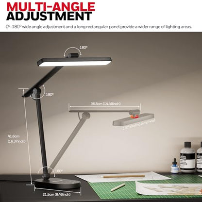 Honeywell HWT-H4 LED Desk Lamp, Eye-Caring, Dimmable, Auto Sensor | CRI97 Sunturalux LED, flicker-free eye care, 3 color temperatures, 5 brightness levels, auto dimming sensor, 60-min timer - color: Black