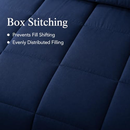 EVOLIVE Microfiber Reversible All Season Comforter Twin (Navy/Light Blue) | Soft brushed microfiber with down-alternative fill offers medium-weight warmth, box stitching, and easy machine care - color: Navy/Light Blue, size: Twin