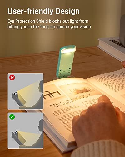 DEWENWILS USB Rechargeable Book Light for Reading in Bed, LED Book Reading Lights with Clip, Perfect for Bookworms, Kids, Warm White, Brightness Adjustable (Blue) | Warm White, Brightness Adjustable, Flexible Lighting Angle, Compact & Lightweight for Book