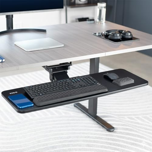 VIVO Premium Adjustable 34 x 11 inch Computer Keyboard and Mouse Platform Tray, Ergonomic Under Table Desk Mount Drawer with Padding, Black, MOUNT-KB34P-B - color: Black, size: 34 inch
