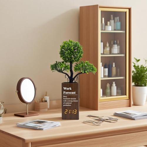 Fake Plant Electronic Clock，Creative Digital Alarm Clock，Funny Office Desk Sign，Alarm Clock for Bedroom，Suitable as a Gift for Colleagues and Friends - color: Work