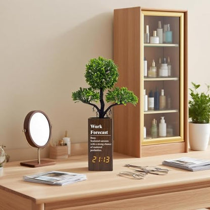 Fake Plant Electronic Clock，Creative Digital Alarm Clock，Funny Office Desk Sign，Alarm Clock for Bedroom，Suitable as a Gift for Colleagues and Friends - color: Work