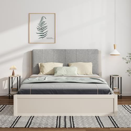 TUTOTAK Narrow Side Table, 2-Tier Small End Table with Charging Station | Skinny Sofa Table, Slim Nightstand, Easy Assembly for Living Room, Bedroom, Greige TB01BG060 - color: Greige, size: 2-tier