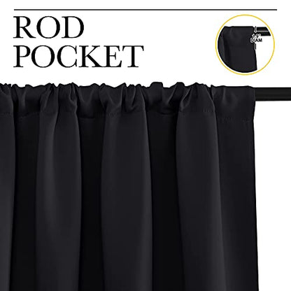 NICETOWN Black Blackout Curtains and Drapes 48 inches Long, Privacy RV Draperies for Small Windows, Thermal Insulated Curtain Panels (42" Wide, 2 Panels) - color: Black, size: 42"W x 48"L (Pack of 2)