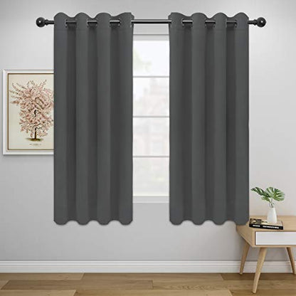 Easy-Going Blackout Curtains for Bedroom, Solid Thermal Insulated Grommet and Noise Reduction Window Drapes, Room Darkening Curtains for Living Room, 2 Panels (52x46 in,Gray) | Washable Grommet Top Window Drapes for Bedroom and Living Room, Noise Reductio