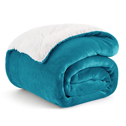 Bedsure GentleSoft Sherpa Fleece Throw Blanket for Couch, Non-Heated, Thick and Warm Throw for Women and Men, Soft Fuzzy Plush Blanket for Winter, Teal, 50x60 Inches - color: 03 - Teal, size: Throw (50" X 60")