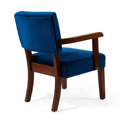 Velvet Accent Chairs Set of 2, 2 Solid Wood Armchairs with Table | Upholstered Living Room Chair, Comfy Reading Chair for Bedroom, Waiting Room, Home Office, Easy Assembly, Blue - color: Velvet Blue, size: Set of 2 with table