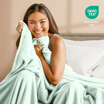 Bare Home Fleece Blanket Luxury Microplush (Full/Queen, Spring Mint) | Ultra-Soft Lightweight Blanket for Bed, Sofa, and Couch, Cozy & Warm Blanket - color: 14 - Spring Mint, size: Full/Queen