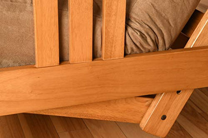 Kodiak Furniture Monterey Futon Set with Storage Drawers, with Butternut Base and Peter's Cabin Mattress - color: Peter's Cabin, size: Drawers Included, style: Butternut Finish