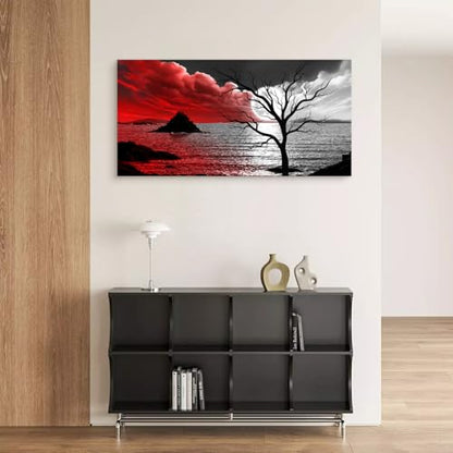 B0375 The Cloud Tree 1 Panels Modern Giclee Canvas Prints Artwork Abstract Seascape Paintings Reproduction Sea Beach Pictures Printed on Canvas Wall Art for Home Decorations Wall Decor - size: 58"L x 29"W
