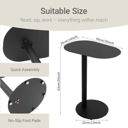 Modern C-Shaped End Table, Small Sofa Side Table Metal Side Table for Couch and Bed Snack Table Tray Table for Living Room Bedroom - color: Black