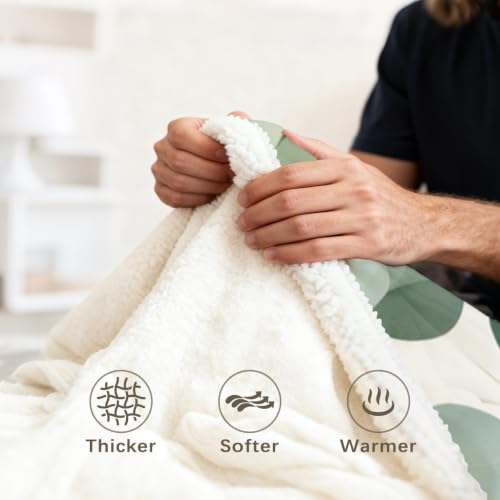 MILANKET Eucalyptus Sherpa Blanket Botanical Leaf Throw Blanket | Sherpa; Soft; Eucalyptus Sherpa Blanket Botanical Leaf Throw; Fuzzy; Cozy; Plush; for; Couch; Bed; Warm; Blankets; Minimal - color: Eucalyptus, size: Throw(50"x60")
