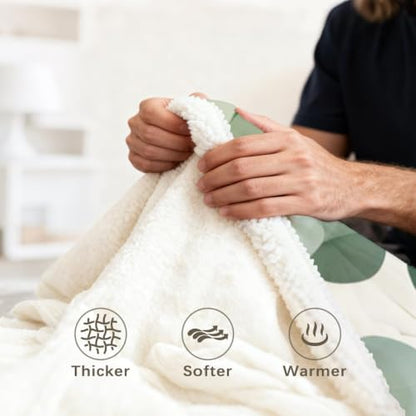 MILANKET Eucalyptus Sherpa Blanket Botanical Leaf Throw Blanket | Sherpa; Soft; Eucalyptus Sherpa Blanket Botanical Leaf Throw; Fuzzy; Cozy; Plush; for; Couch; Bed; Warm; Blankets; Minimal - color: Eucalyptus, size: Throw(50"x60")