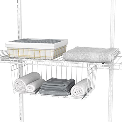 ClosetMaid Wire Hanging Shelf Basket for Storage, Organization in Closet or Pantry, No Assembly or Installation, Durable, White