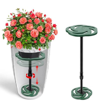 Axcoix Plant Risers for Inside Pots, 12-21" Rise Plastic Planter Inserts | Adjustable Height Planter Inserts for Large Pots, Pot Fillers for Tall Square Round Taper Planters (6" 8" 10" Base or Top) - size: Tall Lift: 12-21" Rise - 1Pack