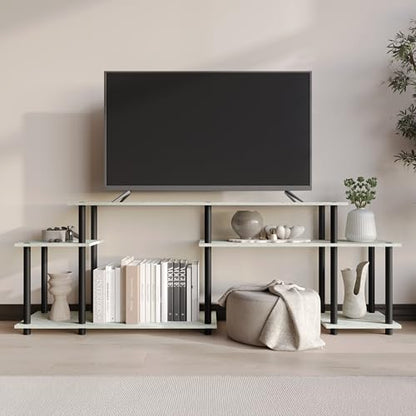 Simple 3-Tier TV Stand with Open Storage Shelves, for TVs up to 50", Light Grey - color: Light Grey
