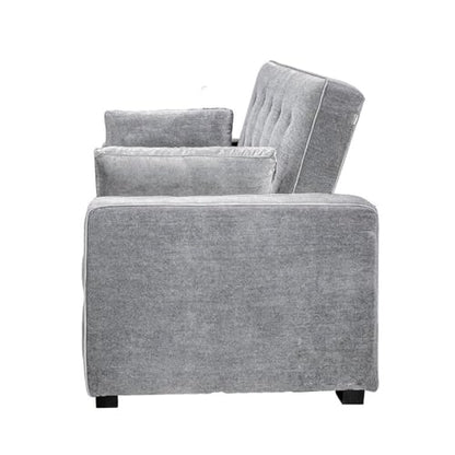 Serta Ainsley 66.5" Convertible Sleeper Loveseat, Full Size, Dreamcoil Comfort, Soft Woven Fabric, Light Grey - color: Light Grey, size: Full Loveseat