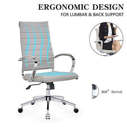 lux Modern Desk Chairs with Wheels and arms Ergo Chairs high Back Chair Computer Leather Modern Chair Leather Office Executive Chair (4020-gray) - color: 4020-gray