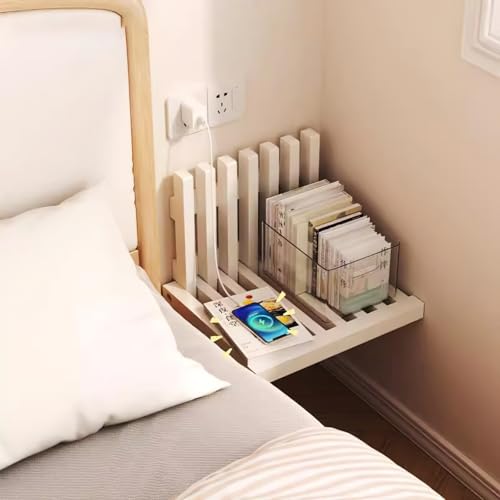Solid Wood Wall-Mounted Bedside Shelf, Foldable Floating Narrow Table, Creative Slatted Design for Bedroom (Walnut) - color: Walnut