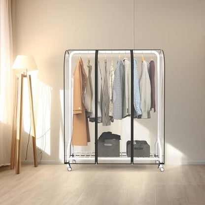 Zilink Clear Garment Rack Cover Transparent Clothes Rack Cover 50 in | Waterproof, Dustproof, Breathable, 2 Durable Zippers, Clear Garment Bags Wardrobe Cover for Garment Rack (Rack Not Included) - size: 50"L x 20"W x 60"H - Clear