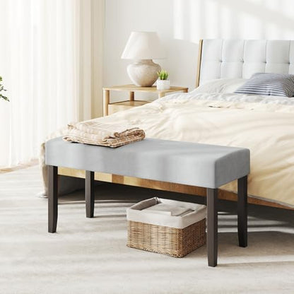 Giantex 40.5" Upholstered Entryway Bench with Padded Seat & Solid Rubber Wood Legs, Load 400Lbs, Indoor Velvet Dining Bench for Living Room, Kitchen, End of Bed, Hallway