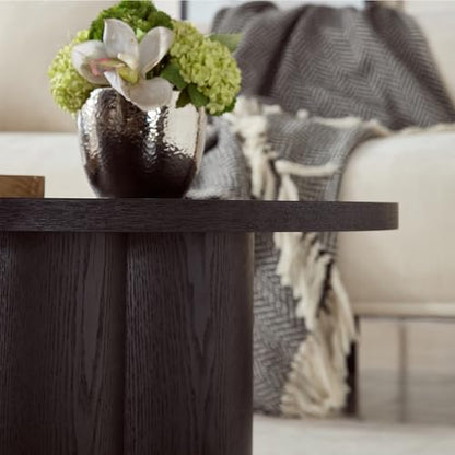 33.07 Inch Round Coffee Table, Modern Accent Tea Table for Bedroom, Living Room, Office, Apartment - Black - color: 33.07" Floral-black