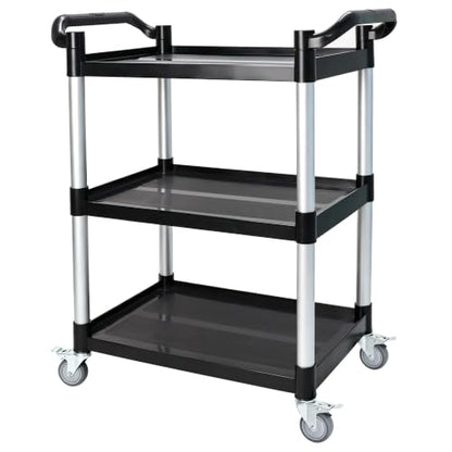 3-Tier Heavy Duty Utility Cart with 4 Silent Lockable Wheels (Small) | Easy Assembly, Lightweight Sturdy Mobility; Cart for Restaurant Salon Warehouse Office Hotel Janitorial Service &Household - size: Small