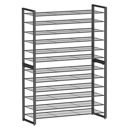 Simple Trending 12 Tier Shoe Rack, Sturdy Tall Shoe Organizer, Black | Holds 60 Pairs, Sturdy Tall Shoe Organizer, Heavy Duty Large Metal Stackable, For Entryway, Closet, Bedroom - size: 12 Tiers
